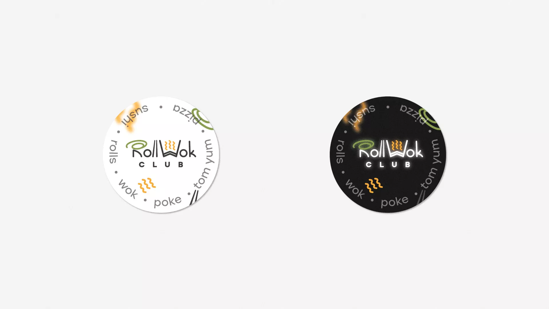 Разработка наклеек для суши-бара «Roll Wok Club» в Ликино-Дулево